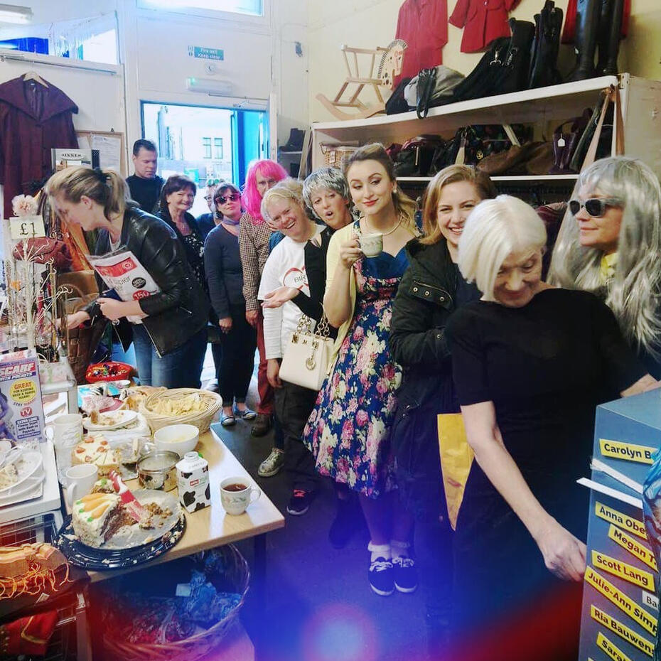 A queue of customers lining up to use Artobotic in a shop